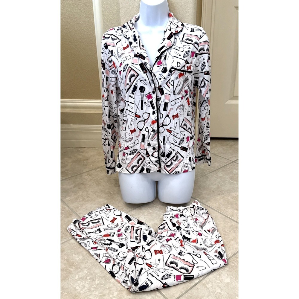 Kate Spade Pajama Set Dream a Little Dream Collection White Make Up Sz M Crop